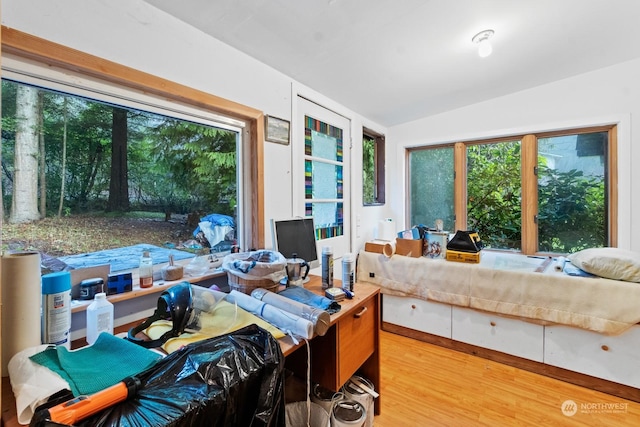 bedroom with hardwood / wood-style flooring