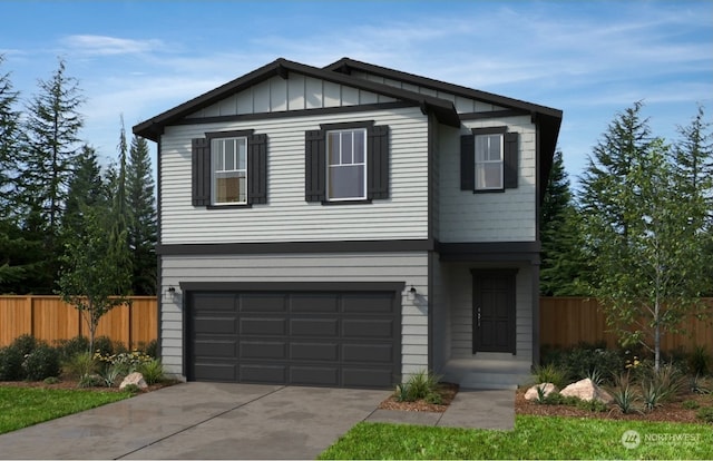 view of front property with a garage