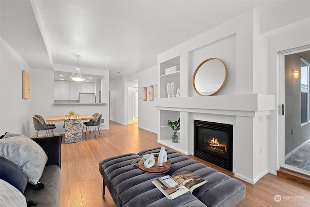 living room with light hardwood / wood-style floors