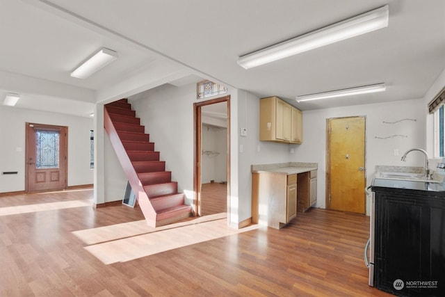 kitchen featuring light hardwood / wood-style floors and sink