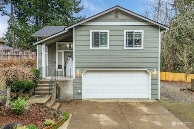 view of front of house with a garage