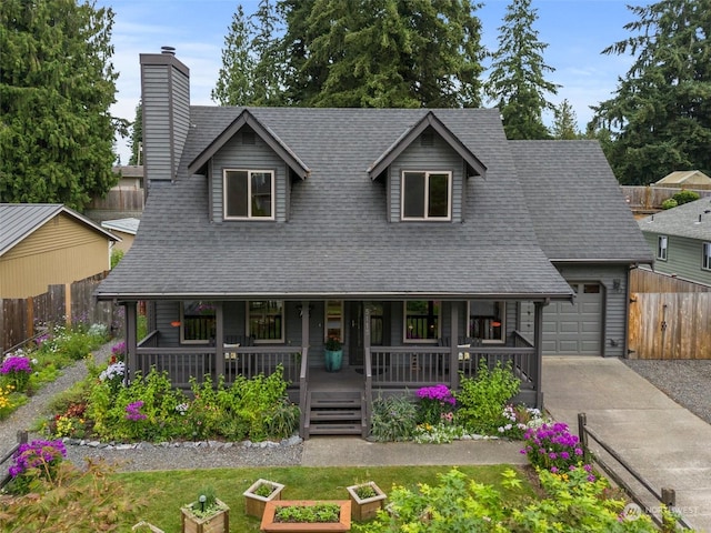 view of front of home featuring a garage and a porch