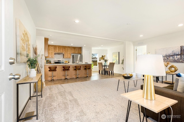 living room featuring light wood-type flooring