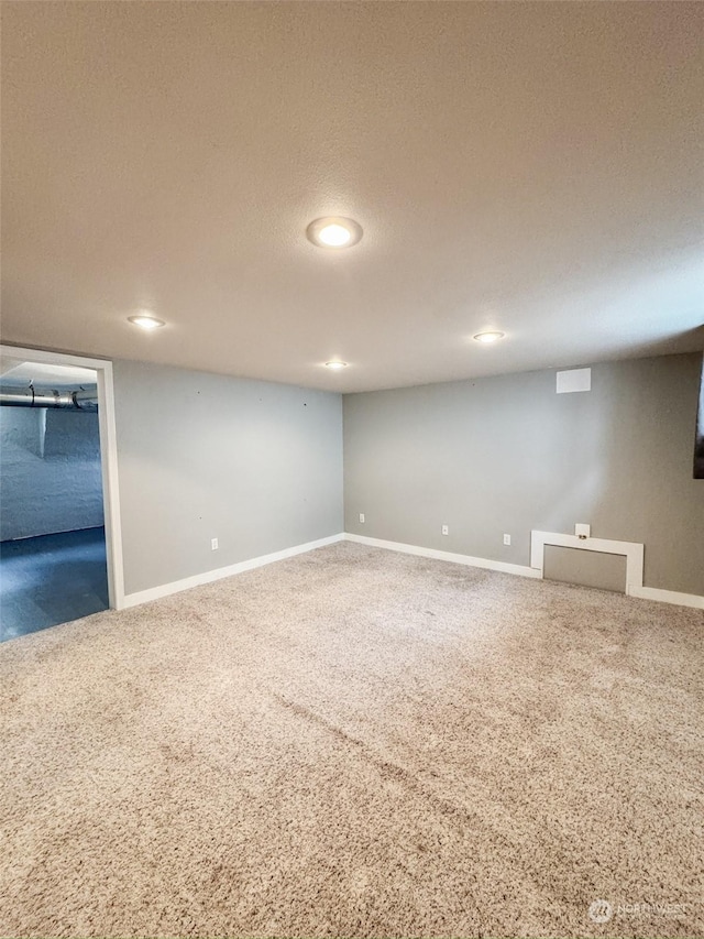 basement with carpet floors