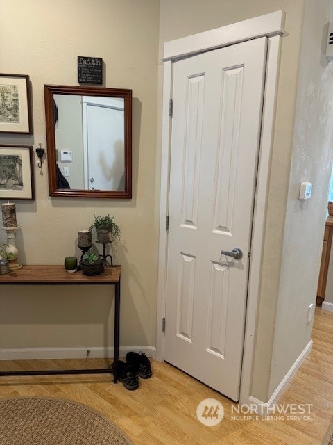 interior space with light hardwood / wood-style floors