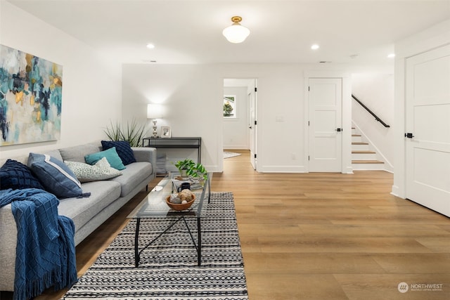 living room with hardwood / wood-style floors