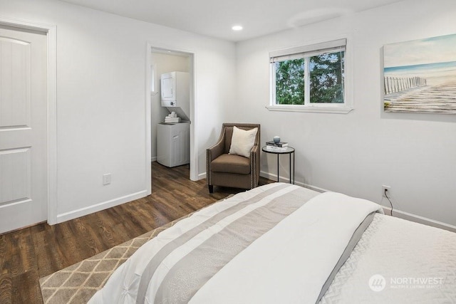 bedroom featuring dark hardwood / wood-style floors