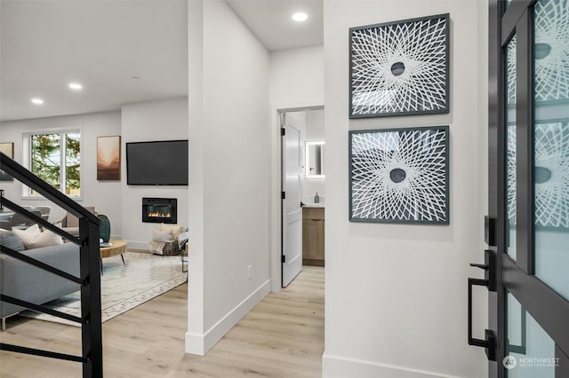 interior space with light hardwood / wood-style flooring