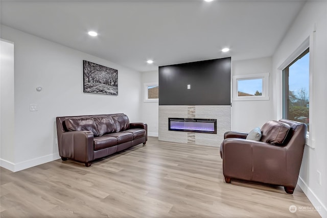 living room with light wood-type flooring