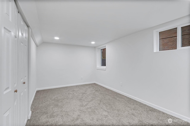 basement featuring carpet