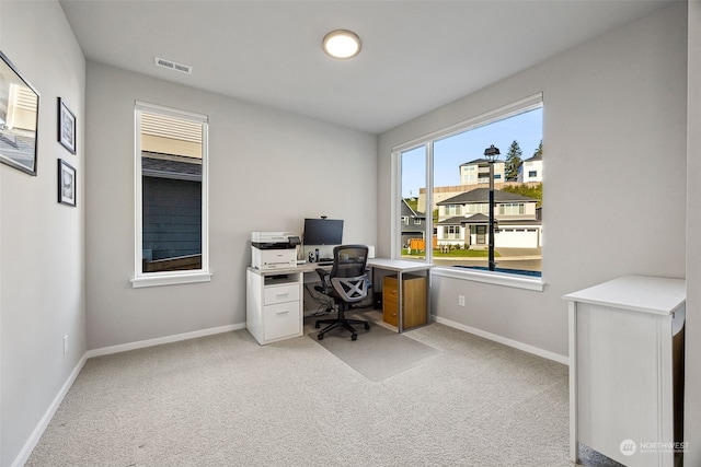 view of carpeted office