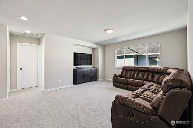 living room with light carpet