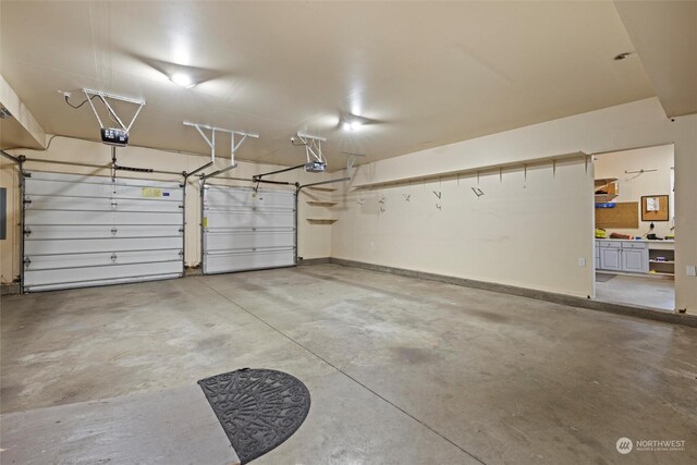 garage with a garage door opener