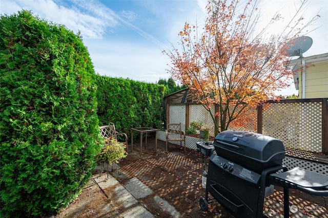 view of patio / terrace with a gazebo and area for grilling