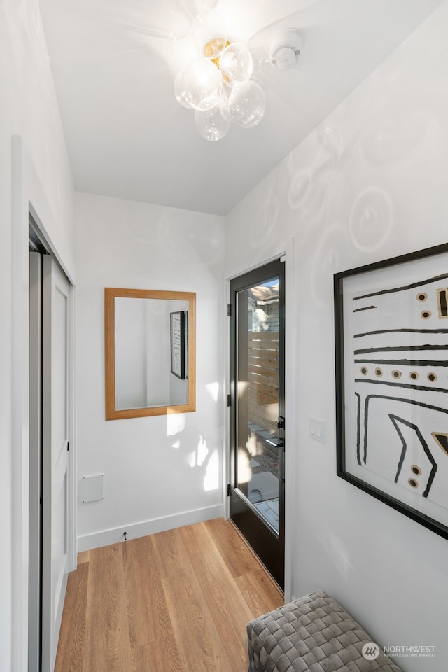 bedroom featuring light hardwood / wood-style flooring and a closet