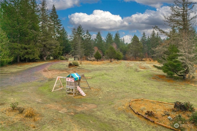 view of yard featuring a playground