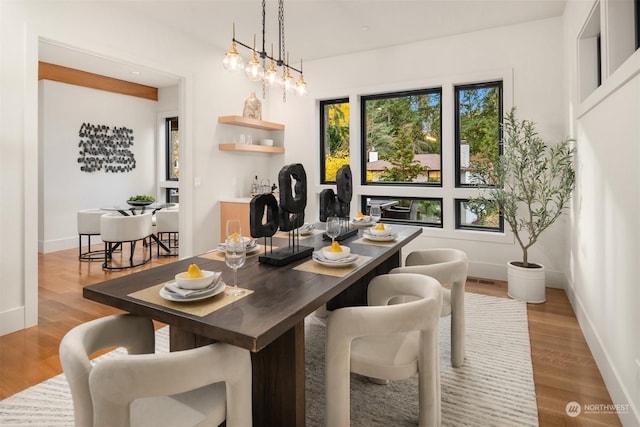 dining room with light hardwood / wood-style floors