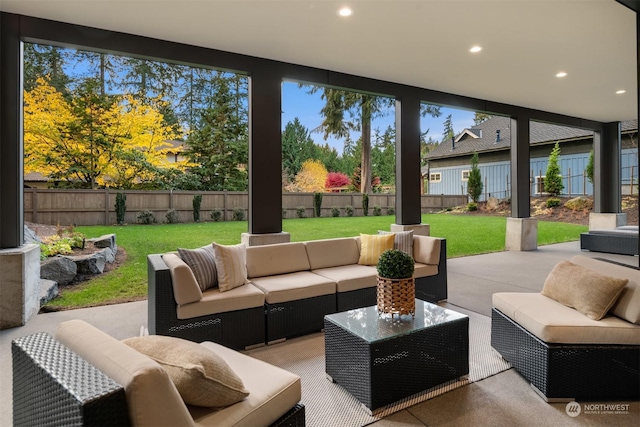 view of patio featuring outdoor lounge area