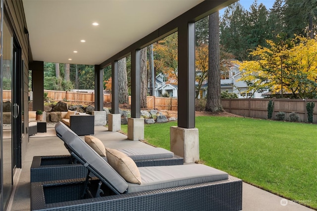 view of patio with an outdoor hangout area