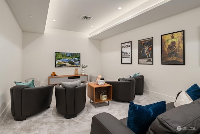 view of carpeted home theater room