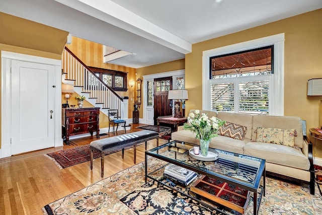 living room featuring wood-type flooring