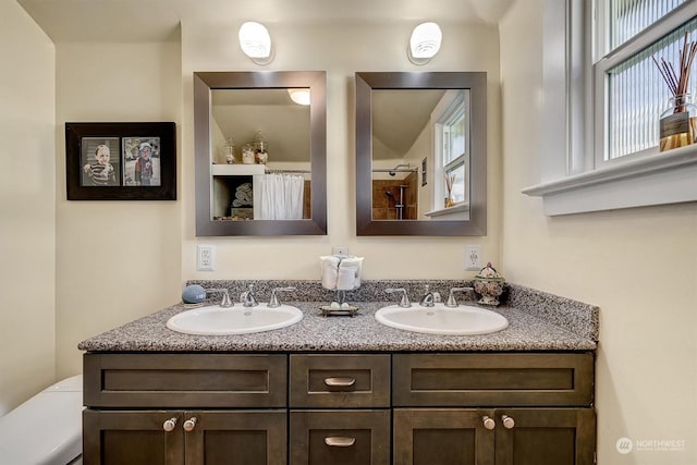 bathroom with toilet and vanity