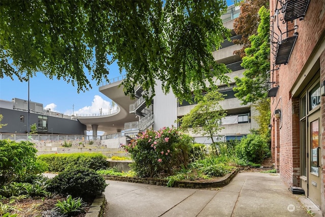 view of community with a patio