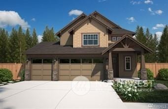 craftsman house with a garage