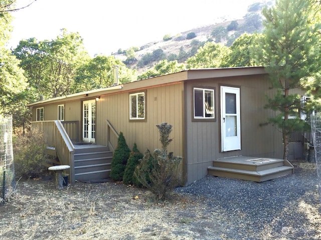 exterior space featuring a mountain view