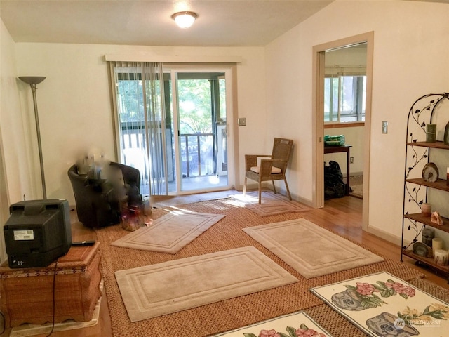 doorway with light wood-type flooring