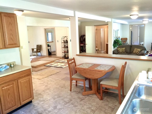 dining area featuring sink