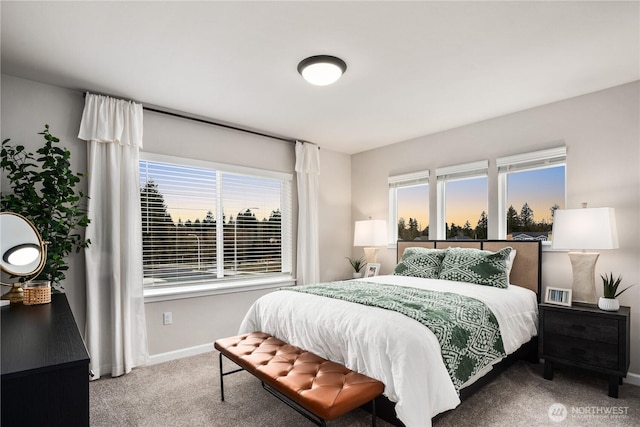 carpeted bedroom with baseboards