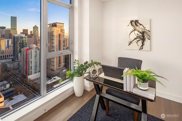 office featuring hardwood / wood-style floors