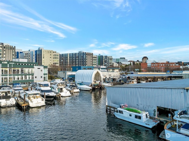 view of water feature featuring a boat dock