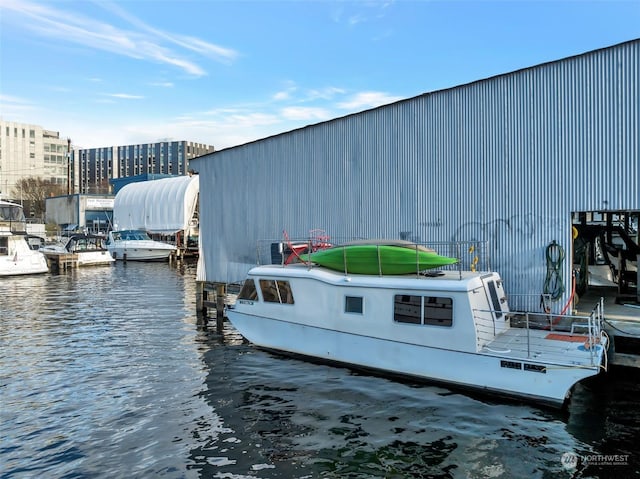 view of dock featuring a water view