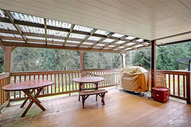 deck featuring grilling area