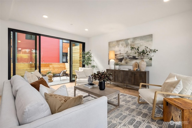 living room with hardwood / wood-style flooring