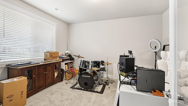 carpeted office space featuring plenty of natural light