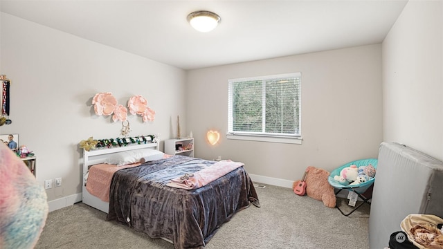 carpeted bedroom with radiator heating unit