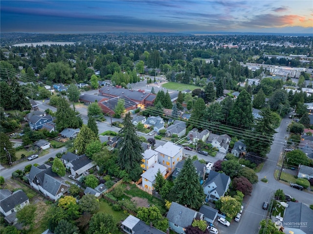 view of aerial view at dusk