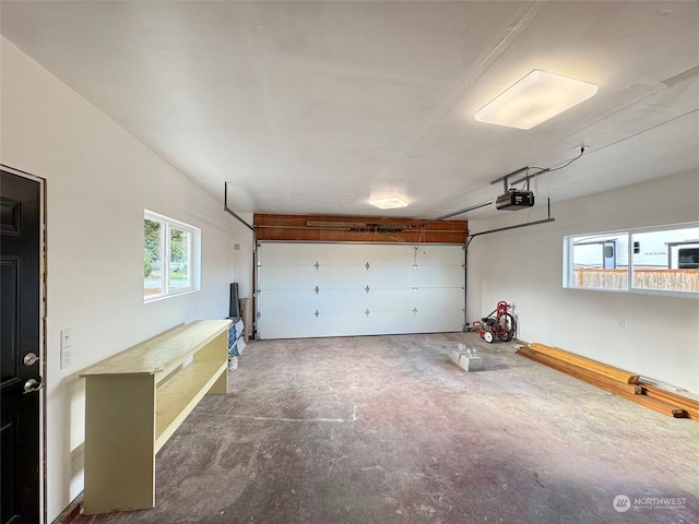 garage with a garage door opener