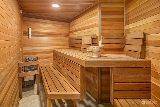 view of sauna / steam room featuring tile patterned floors