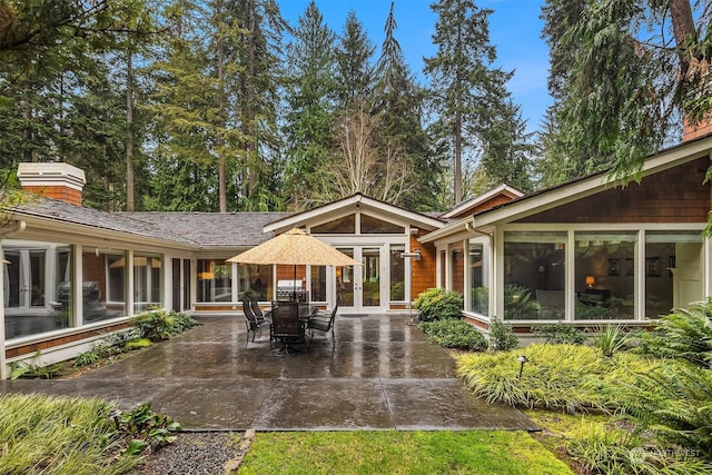 view of patio with french doors and area for grilling