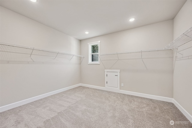 spacious closet with carpet flooring