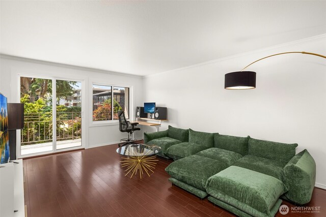 750 Crockett St Unit 403, Seattle, WA 98109 - living area with ornamental molding and wood finished floors