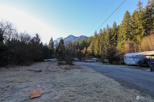 view of road featuring a mountain view