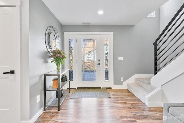 foyer featuring light hardwood / wood-style floors