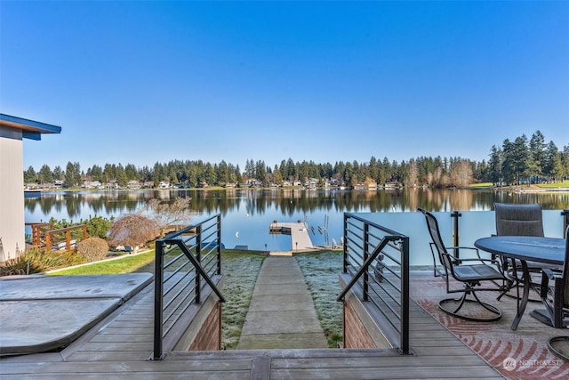 view of dock featuring a water view