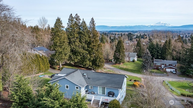 bird's eye view with a mountain view