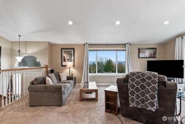 living room featuring carpet